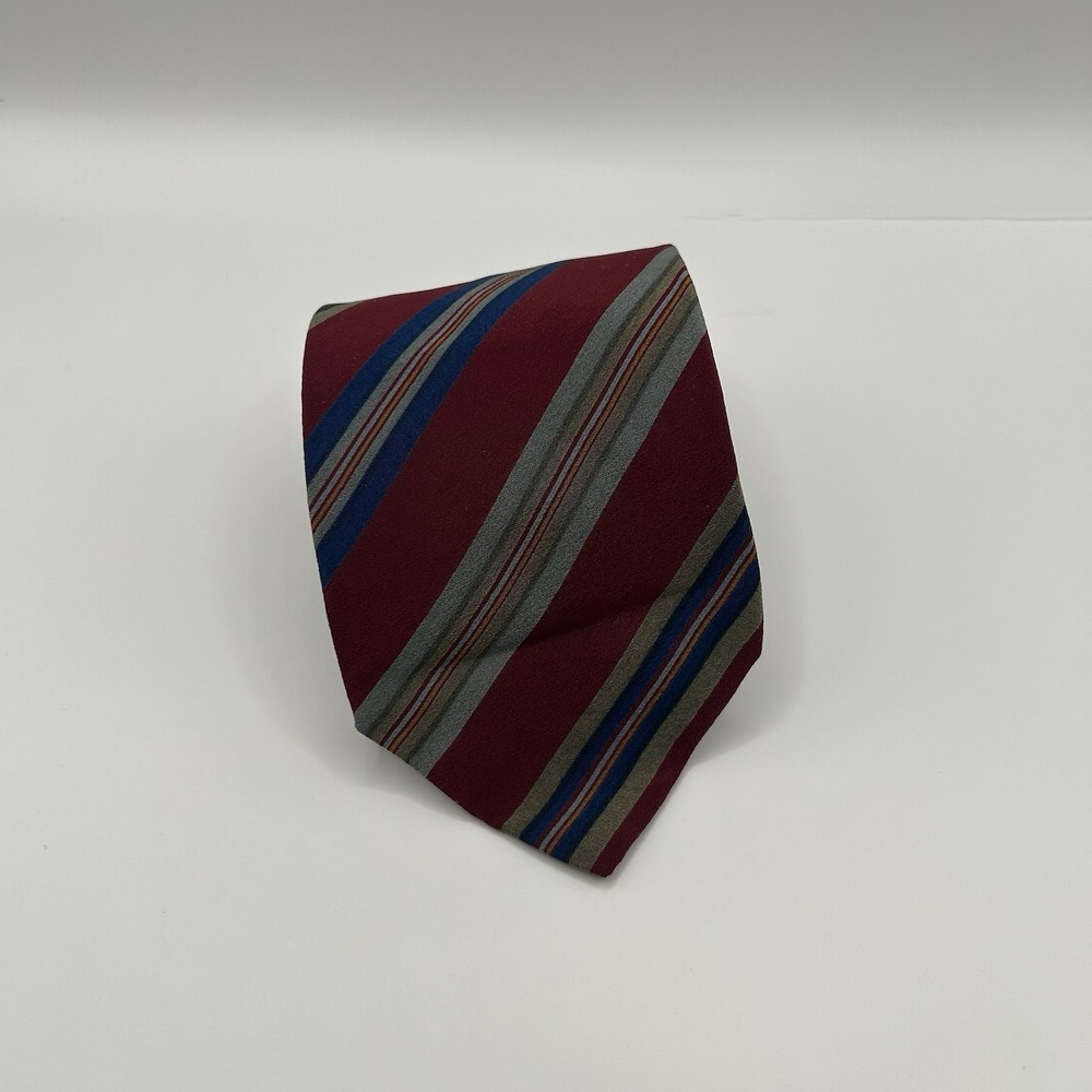 Franco Bassi Ties for Men 100% Silk Made in Italy, Red Blue‎ Striped 3" x 58"